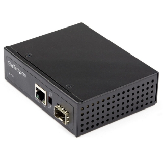 Picture of StarTech.com PoE+ Industrial Fiber to Ethernet Media Converter 60W - SFP to RJ45 - SM/MM Fiber to Gigabit Copper IP-30