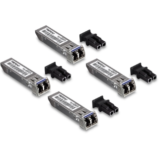 Picture of TRENDnet SFP Single-Mode LC Module 4-Pack; TEG-MGBS10/4; For Single Mode Fiber; Distances up to 10km(6.2 Miles); Gigabit SFP; Supports Up to 1.25Gbps; IEEE 802.3z Gigabit Ethernet; Lifetime Protection