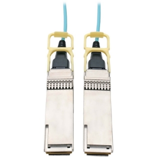 Picture of Tripp Lite QSFP28 to QSFP28 Active Optical Cable - 100GbE, AOC, M/M, Aqua, 5 m (16.4 ft.)