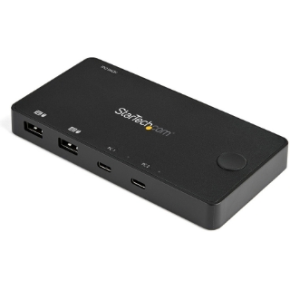 Picture of StarTech.com 2 Port USB C KVM Switch - 4K 60Hz HDMI - Compact UHD Desktop KVM Switch w/USB Type C Cables - Bus Powered MacBook ThinkPad