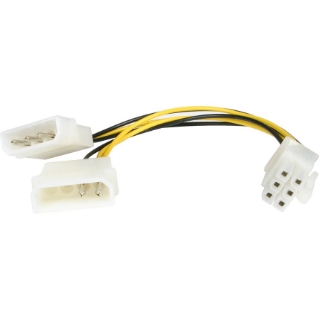 Picture of StarTech.com 6in LP4 to 6 Pin PCI Express Video Card Power Cable Adapter - 6 pin internal power (M) - 4 pin ATX12V (M) - 15.2 cm