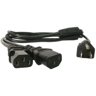 Picture of StarTech.com 6ft (2m) Computer Power Cord Y Splitter, NEMA 5-15P to 2x C13 Y Cable, 10A 125V, 18AWG, AC Power Cord, Monitor Power Cable