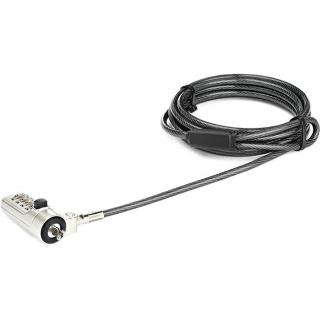 Picture of StarTech.com 6.5ft Laptop Cable Lock - 4 Digit Combination Anti-Theft Security Cable Lock for Wedge Slot Laptop/Computer -Vinyl Coated Steel