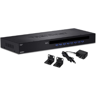 Picture of TRENDnet 8-Port USB/PS2 Rack Mount KVM Switch, TK-803R, VGA & USB Connection, Supports USB & PS/2 Connections, Device Monitoring, Auto Scan, Audible Feedback, Control up to 8 Computers/Servers