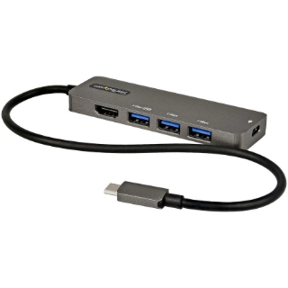 Picture of StarTech.com USB C Multiport Adapter, USB-C to HDMI 4K 60Hz (HDR10), 100W PD Pass-Through, 4xUSB 3.0, USB Type-C Mini Dock, 12" Long Cable