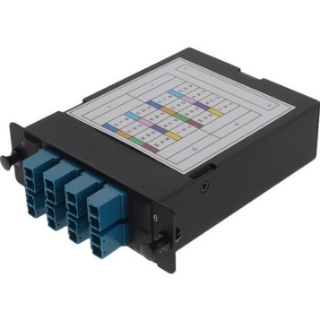 Picture of AddOn 4-Bay Cassette 2x 12-Fiber MPO In, 8 LC Duplex Out, Single-mode Duplex OS2