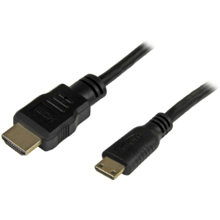 Picture of StarTech.com 6ft Mini HDMI to HDMI Cable with Ethernet, 4K 30Hz High Speed Mini HDMI 1.4 (Type-C) Device to HDMI Adapter Cable/Cord, M/M