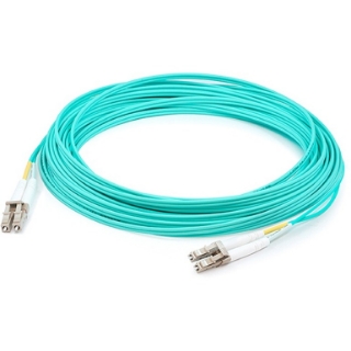 Picture of AddOn 73m LC (Male) to LC (Male) Straight Aqua OM4 Duplex Plenum Fiber Patch Cable