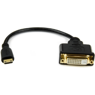 Picture of StarTech.com 8 in (20cm) Mini HDMI to DVI Cable, DVI-D to HDMI Cable (1920x1200p), HDMI Mini Male to DVI-D Female Display Cable Adapter