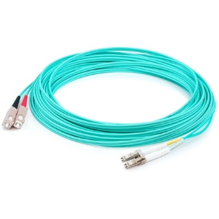 Picture of AddOn 26m LC (Male) to SC (Male) Straight Aqua OM4 Duplex Plenum Fiber Patch Cable