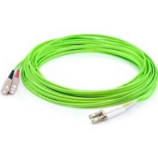 Picture of AddOn 50m LC (Male) to SC (Male) Straight Lime Green OM5 Duplex Fiber OFNR (Riser-Rated) Patch Cable