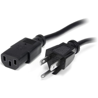 Picture of StarTech.com 12ft (3.6m) Computer Power Cord, NEMA 5-15P to C13, 10A 125V 18AWG, Black Replacement AC PC Power Cord TV/Monitor Power Cable