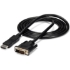 Picture of StarTech.com 6ft (1.8m) DisplayPort to DVI Cable, DisplayPort to DVI-D Adapter Cable, 1080p Video, DP 1.2 to DVI Monitor Converter Cable