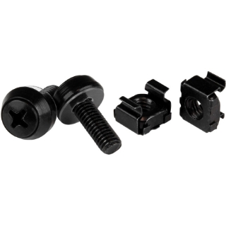 Picture of StarTech.com M6 x 12mm - Screws and Cage Nuts - 100 Pack, Black - M6 Mounting Screws & Cage Nuts for Server Rack & Cabinet