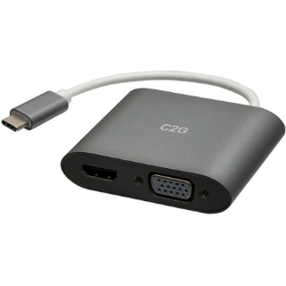 Picture of C2G C2G USB C to HDMI & VGA Dual Monitor Adapter - 4K 30Hz - White