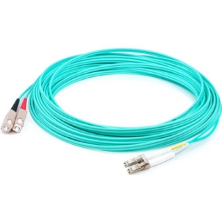 Picture of AddOn 55m LC (Male) to SC (Male) Straight Aqua OM4 Duplex LSZH Fiber Patch Cable