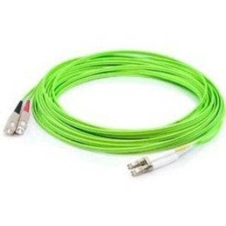 Picture of AddOn 4m LC (Male) to SC (Male) Straight Lime Green OM5 Duplex Fiber OFNR (Riser-Rated) Patch Cable