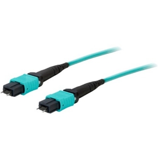 Picture of AddOn 5m MPO (Male) to MPO (Male) 12-Strand Aqua OM4 Crossover Fiber OFNR (Riser-Rated) Patch Cable