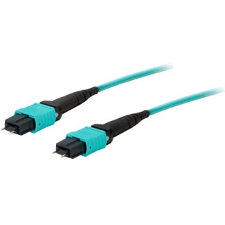 Picture of AddOn 50m MPO (Female) to MPO (Female) 12-Strand Aqua OM4 Straight Fiber OFNR (Riser-Rated) Patch Cable