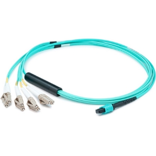 Picture of AddOn 50m MPO (Female) to 8xLC (Male) 8-Strand Aqua OM4 Fiber Fanout Cable