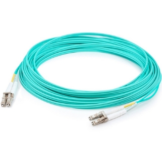 Picture of AddOn 10m LC (Male) to LC (Male) Aqua OM3 Duplex Fiber OFNR (Riser-Rated) Patch Cable