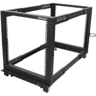 Picture of StarTech.com 12U Adjustable Depth Open Frame 4 Post Server Rack w/ Casters / Levelers and Cable Management Hooks