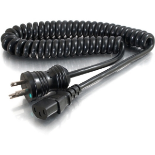 Picture of C2G 4ft 18 AWG Coiled Hospital Grade Power Cord (NEMA 5-15P to IEC320C13) - Black