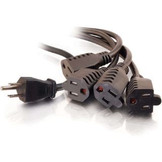 Picture of C2G 18in 1-to-4 Power Cord Splitter - 16 AWG - NEMA 5-15 to NEMA 5-15R