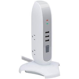 Picture of Tripp Lite Surge Protector Tower 5-Outlet 3 USB Ports 6ft Cord 5-15P White