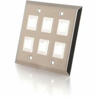 Picture of C2G 6-Port Double Gang Multimedia Keystone Wall Plate - Stainless Steel