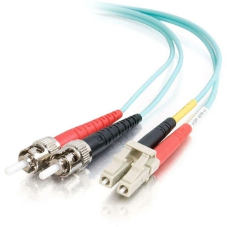 Picture of C2G-8m LC-ST 10Gb 50/125 OM3 Duplex Multimode PVC Fiber Optic Cable (USA-Made) - Aqua