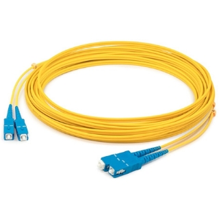 Picture of AddOn 28m SC (Male) to SC (Male) Straight Yellow OS2 Duplex LSZH Fiber Patch Cable