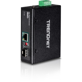 Picture of TRENDnet Industrial SFP to Gigabit PoE+ Media Converter; IP30 Rated Housing; Operating temperature range -40?? 75 ?C to (-40? ? 167 ?F); TI-PF11SFP