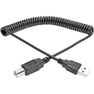 Picture of Tripp Lite 10ft Hi-Speed USB 2.0 to USB B Cable Coiled USB A-B M/M 10'