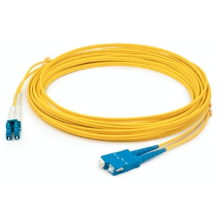 Picture of AddOn 77m LC (Male) to SC (Male) Straight Yellow OS2 Duplex LSZH Fiber Patch Cable