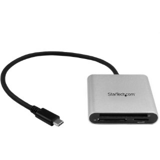 Picture of Star Tech.com USB 3.0 Flash Memory Multi-Card Reader / Writer with USB-C - SD microSD and CompactFlash Card Reader w/ Integrated USB-C Cable