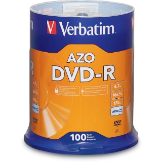 Picture of Verbatim AZO DVD-R 4.7GB 16X with Branded Surface - 100pk Spindle