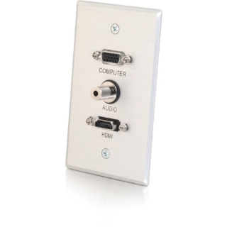 Picture of C2G HDMI, VGA and 3.5mm Audio Pass Through Wall Plate Single Gang Brushed Aluminum