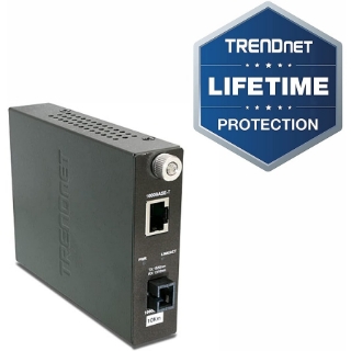 Picture of TRENDnet Intelligent 1000Base-T to 1000Base-LX Dual Wavelength Single Mode SC Fiber Media Converter (10km/6.2miles) Fiber to Ethernet Converter; Fiber Port; RJ-45; Lifetime Protection; TFC-1000S10D5