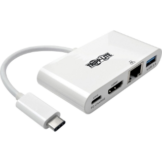 Picture of Tripp Lite USB C to HDMI Multiport Video Adapter Converter w/ USB-A Hub, USB-C PD Charging, Gigabit Ethernet Port, Thunderbolt 3 Compatible, USB Type C to HDMI, USB Type-C
