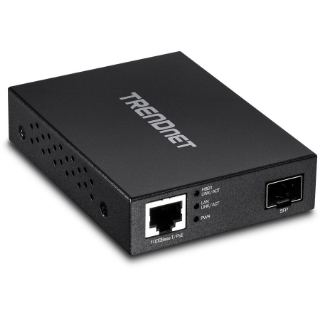 Picture of TRENDnet Gigabit Poe Pd SFP Fiber Media Converter; Poe Powered 100/1000Base-T to SFP Fiber Media Converter; Compact Design; TFC-PGSFP