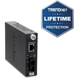 Picture of TRENDnet 100Base-TX to 100Base-FX Single Mode SC Fiber Media Converter (30 Km /18.6 Miles); Auto-Negotiation;Full-Duplex Mode; RJ-45 port; Fiber to Ethernet Converter; Lifetime Protection; TFC-110S30