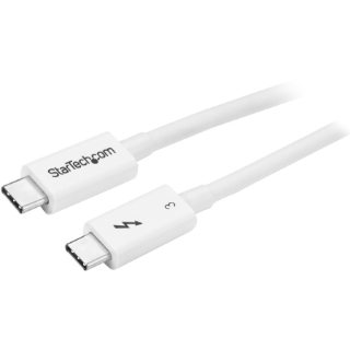 Picture of StarTech.com Thunderbolt 3 Cable - 0.5m / 1 ft - White - 4K 60Hz - 40Gbps - Passive - Thunderbolt Cable - USB Type C Charger