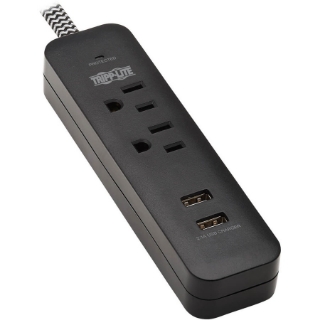 Picture of Tripp Lite Surge Protector Power Strip 2-Outlet with 2 USB Ports 2.1A 6ft Cord