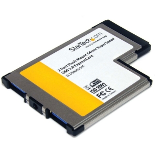 Picture of StarTech.com 2 Port Flush Mount ExpressCard 54mm SuperSpeed USB 3.0 Card Adapter with UASP Support