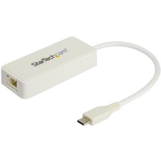 Picture of StarTech.com USB C to Gigabit Ethernet Adapter with USB A Port - White 1Gbps NIC USB 3.0/3.1 Type C to RJ45 Port/LAN Network Adapter TB3