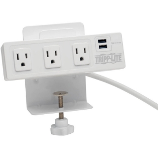 Picture of Tripp Lite 3-Outlet Surge Protector Power Strip w/ 2-Port USB Charging White