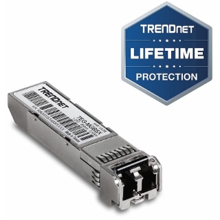 Picture of TRENDnet SFP Multi-Mode LC Module, Up To 550m (1800 Ft), Mini-GBIC, Hot Pluggable, IEEE 802.3z Gigabit Ethernet, Supports Up To 1.25 Gbps, Lifetime Protection, Silver, TEG-MGBSX