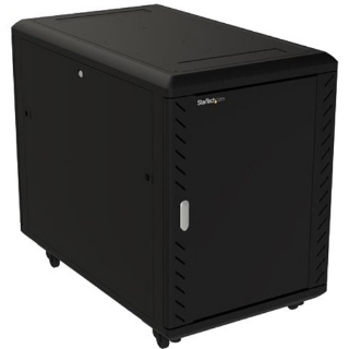 Picture of StarTech.com 15U 19" Server Rack Cabinet - 4 Post Adjustable Depth (6-32") Locking Knock Down Enclosure - Mobile w/Glass Door & Casters