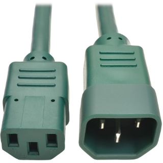 Picture of Tripp Lite 2ft Computer Power Extension Cord 10A 18 AWG C14 to C13 Green 2'